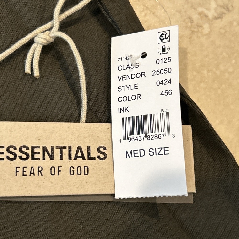 Fear of God Essentials Shirt Men Medium Ink Grey Short Sleeve Oversized Logo New - Picture 4 of 11